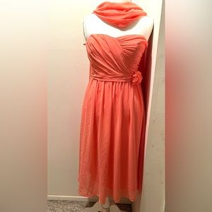 Cocktail Dress with Shawl peach color